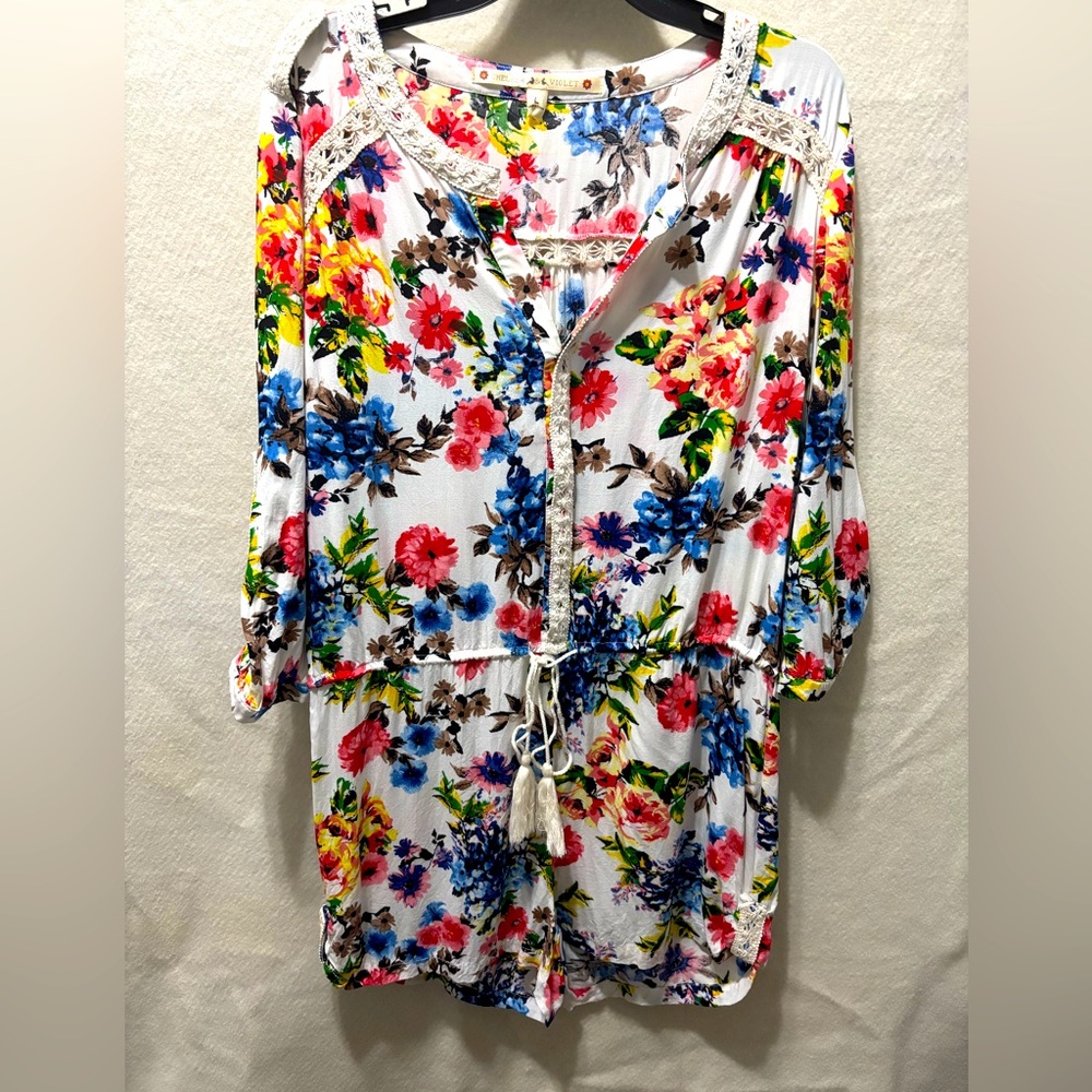 Floral Chelsea & Violet Large Romper with Tassel Tie